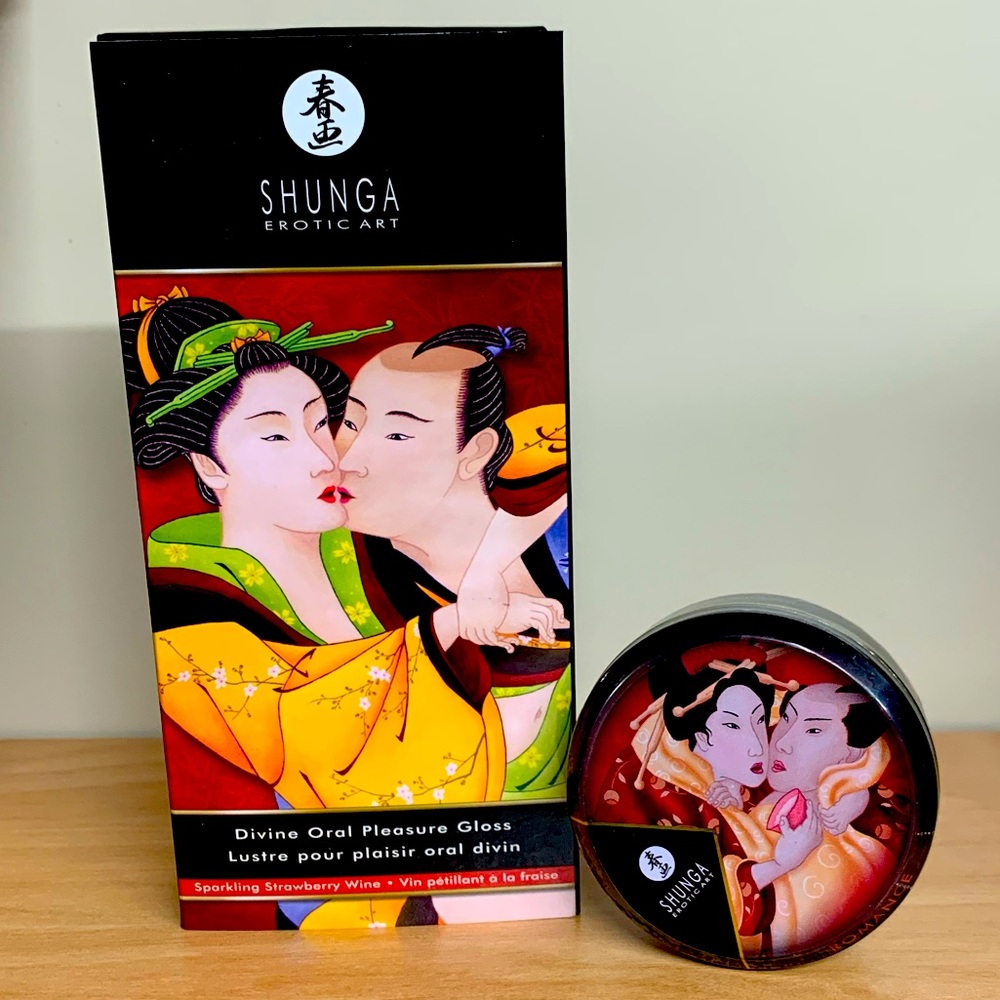 Shunga Strawberry Wine Lip Gloss & Soy Candle